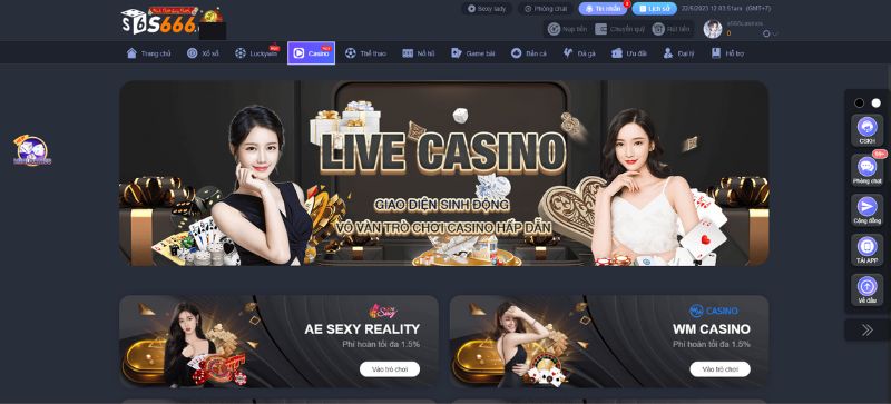 Live casino S666 đầy sôi động